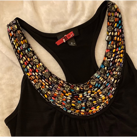 BCX Black Beaded Halter Top - Picture 4 of 12